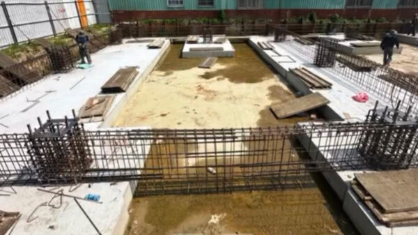 大鑫工程於2025年09月03日進行廠辦建案A1-A6區域鋼筋綁紮與基礎版配置的工地進度紀錄照片