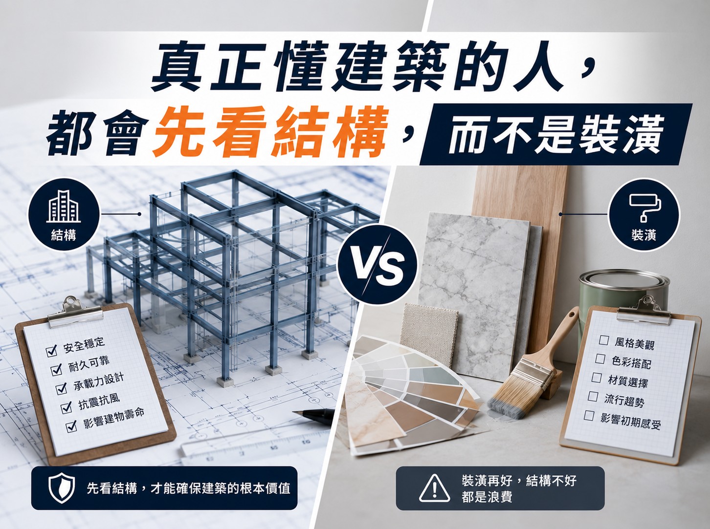 真正懂建築的人，都會先看結構，而不是裝潢